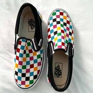 Van's Classic Slip On, Size women's 8.5, Multi-color classic check